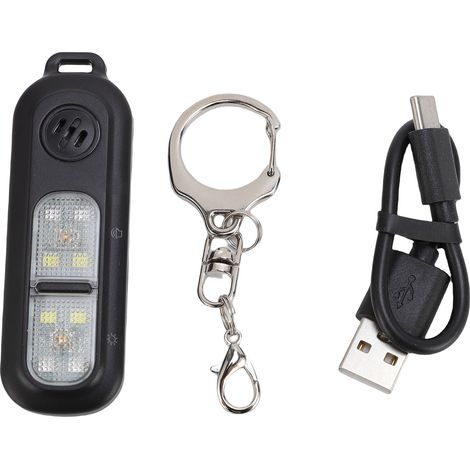 Porte-clés alarme de sécurité 130dB LED 3 couleurs étanche ABS noir pour défense personnelle et course nocturne (1/5)