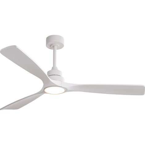 Ventilateur de plafond LED 152x152x34,3 cm métal et bois blanc, 6 vitesses silencieux – MEUBLIV (1/5)
