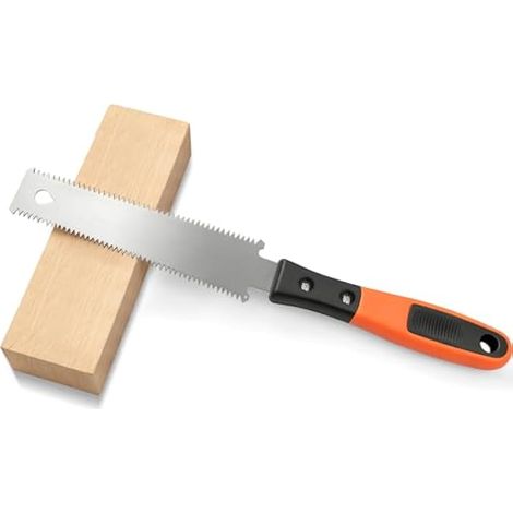 Scie japonaise à bois, double tranchant & coupe à ras, dents 7/9 TPI, scie à tirer compacte à dents fines pour menuiserie, bricolage, charpente, artisanat, finitions