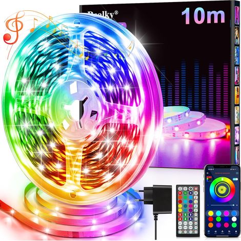 Ruban LED, 10M Flexible RGB Bande LED Decoration Chambre, Bluetooth App Contrôle Synchroniser avec Rythme de Musique, Led Chambre pour Gaming Room, Plafond, Mariage, Fête, Cuisine, TV, Bureau [Classe (1/5)