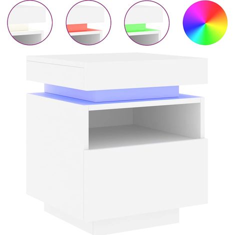 Maison Exclusive - Nachttisch mit LED-Leuchten Weiß 40x39x48,5 cm
