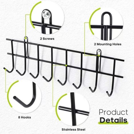 2pcsÉtagère à outils de jardin 40.5 cm – Organiseur robuste en métal pour accessoires d’abri de jardin, râteaux et pelles (1/4)