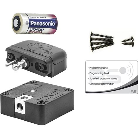 PS SOLO Elektronikschloss Set, RFID Schloss, Mifare Schloss 13,56 MHz mit Antenne, Zamak/Kunststoff, schwarz, 60 x 60 x 22 mm (1/5)