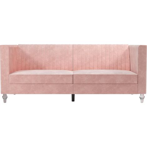 Arabelle-Canapé-lit 3 places en velours rose (1/5)