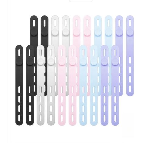 Lot de 20Serre-Câbles en Silicone Réutilisables - Organiseurs de Fils et Câbles Polyvalents pour Casque (1/5)