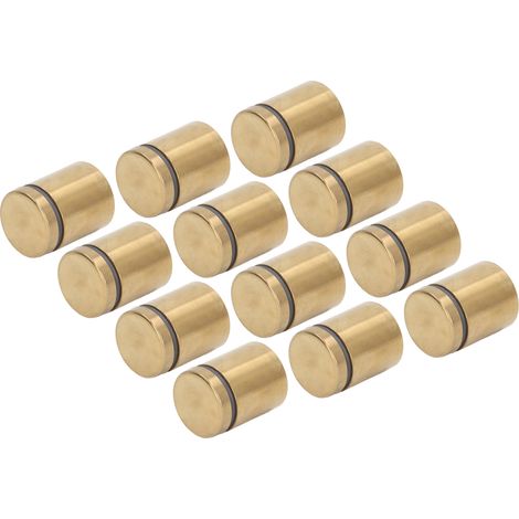 Lot de 12 vis à distance acier inoxydable doré brossé électrolyse 25x30mm pour panneaux muraux fixations tableaux publicitaires (1/5)