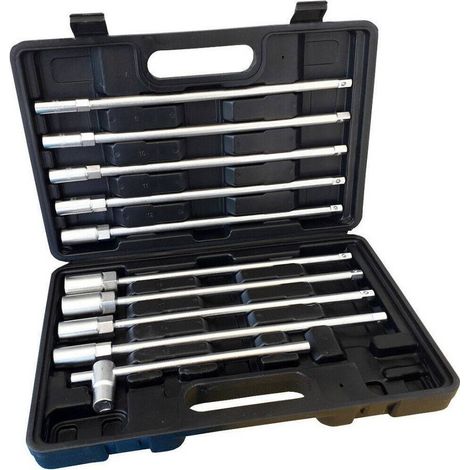 TRADE SHOP - Set 11 Pz Chiavi Chiave A T Esagonali Extra Lunghe 9 Bussole 8-19mm Zt5011 -