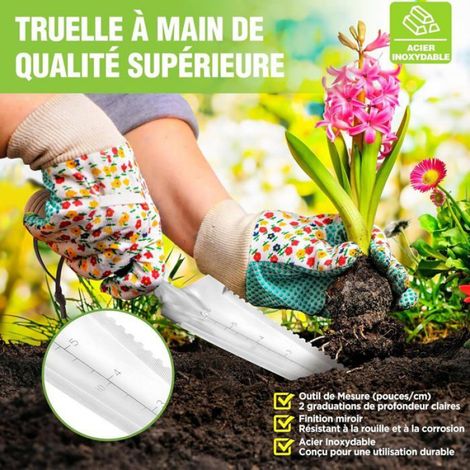 Jardin Jardin Jardin Truelle de Multifonction Dentelée 32 cm en Acier Inox, Pelle de age à Main avec Manche en Bois, Outil de age (1/5)
