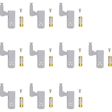 10 Ensembles de Charnière LED Haute Luminosité ABS avec 3 Perles Lumineuses pour Armoire et Placard - Lumière Blanche (1/5)