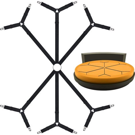 Tensionneur De Drap-Housse - 6 Côtés Réglables Avec Anneaux Métalliques Et Clips - Pour Matelas Ronds Et Carrés - Lot De 1 (1/5)