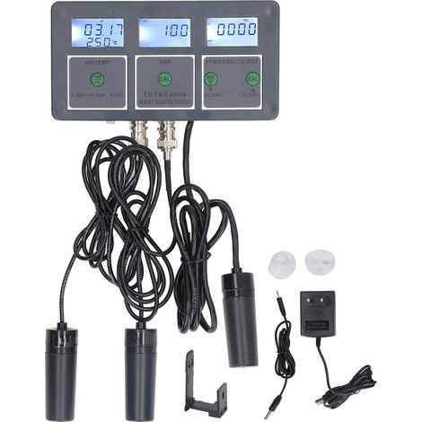 Tester multiparametrico per la qualità dell'acqua: densità apparente, pH, conducibilità elettrica, salinità, ORP, TDS, CF, temperatura, 8 in 1, ricaricabile online, per acquari, spina UE 230V (1/5)