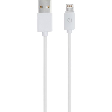 RealPower USB-Kabel  USB 2.0 USB-A Stecker, Apple Lightning Stecker 1.00 m Weiß  255649