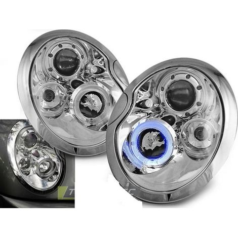 Paire de feux phares Mini Cooper 01-04 angel eyes chrome-27361559