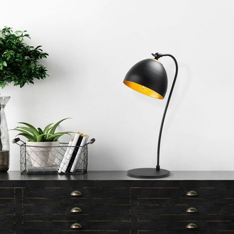 Lampe de chevet moderne noire et dorée, 54 cm SILE (1/5)