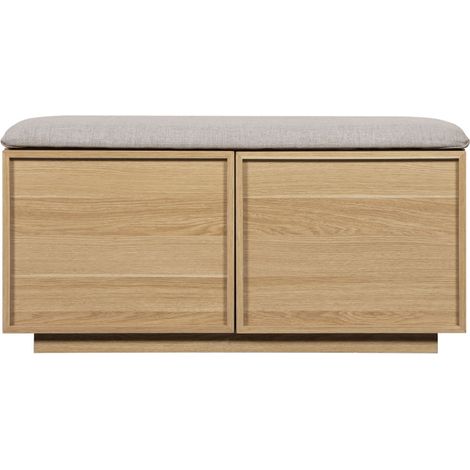 Banc d'entrée avec rangement à chaussures en bois L100cm - Bois clair - Joy (1/5)