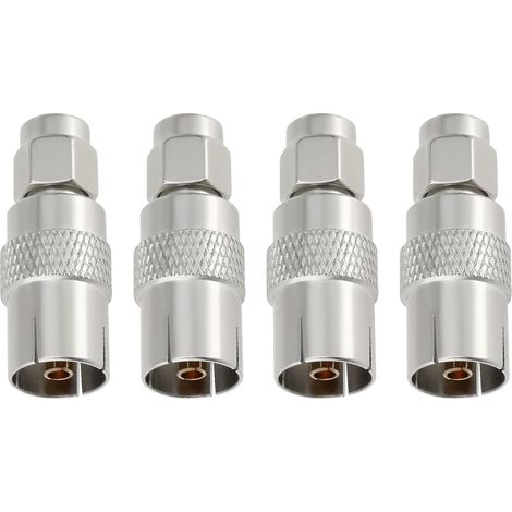 Pack of 4 SMA male 50 Ohm coaxial TV adapters, SMA male to female coaxial IEC DVB-T TV connector for antenna adapter, extension cable adapter (1/5)
