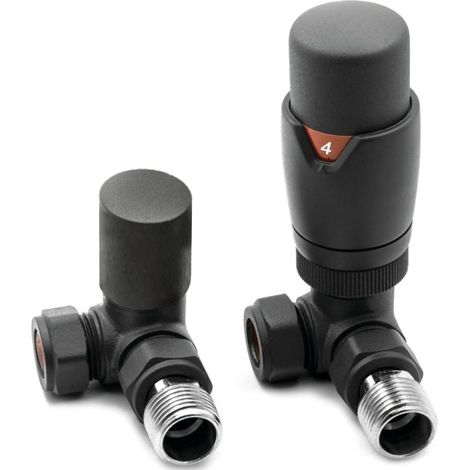 Heatwave Prime Anthracite Corner Thermostatic Radiator Valve Set (1/2)