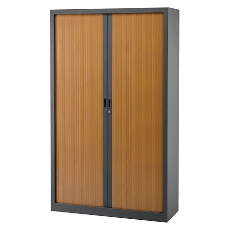 Armoire haute à rideaux monoblocs Generic 198 x 120 cm anthracite-merisier