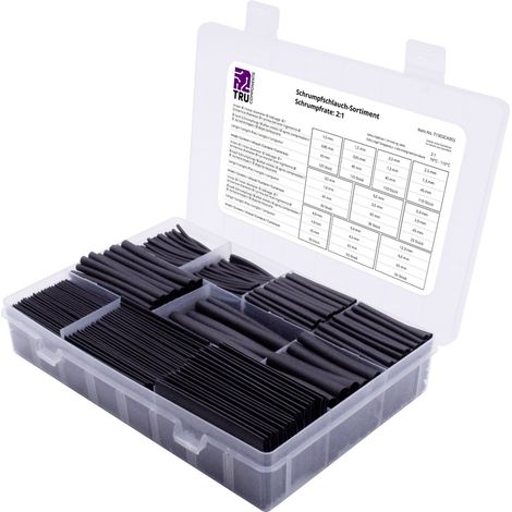 TRU COMPONENTS T1905CA055 Schrumpfschlauchsortiment Schwarz   Schrumpfrate:2:1 750 Teile (1/2)