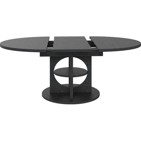 GagaTable extensible ronde ovale 110-150 cm noire avec rangement (1/5)
