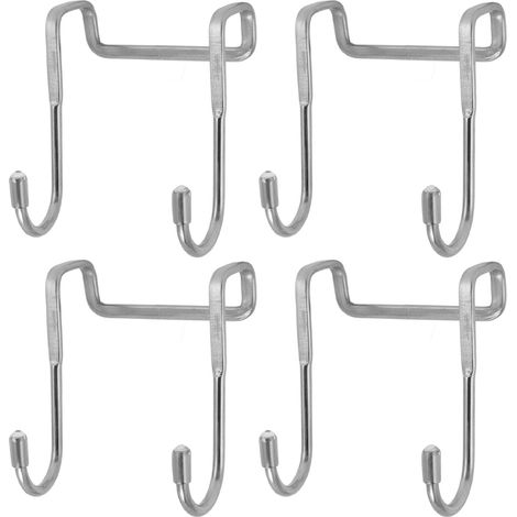 4PCS Double Hanging Hook Stainless Steel Strong Bearing Door Hanger Hook for Hats Clothes Towel (1/5)