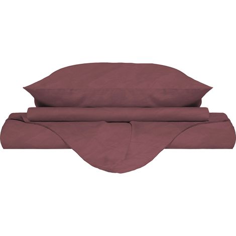 Copripiumino Matrimoniale con Sacco e Federe Linea Water Washed Rosso Corallo