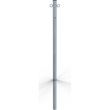 Schake Absperrpfosten aus Stahlrohr verzinkt Ø42x2,5mm mit Kunststoffkappe 900mm Überflur zum Einbetonieren mit 2 Ösen