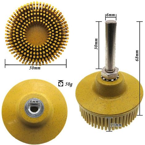 Disque à poils de 2 pouces, brosse Abrasive en caoutchouc émeri, meule de polissage, brosse de polissage pour l'élimination des bavures et de la rouille (jaune) (1/3)