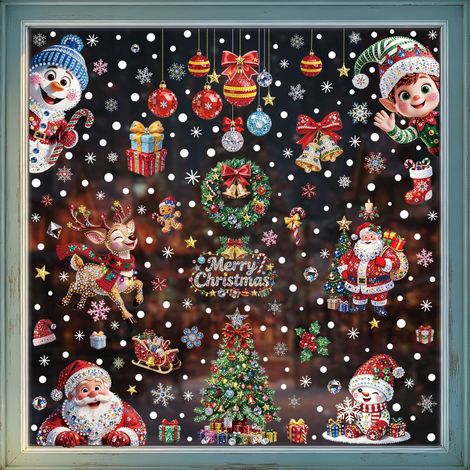 Autocollants de Noël 2027 pour vitrines de centres commerciaux, décorations de vitrines, autocollants antistatiques, autocollants de porte de Noël, stickers pour fenêtres