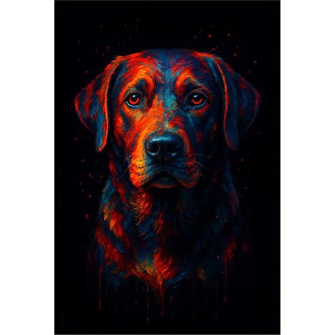 Affiche encadrée chien art multicolore moderne