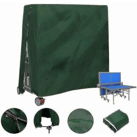 Housse de table de ping-pong extérieure imperméable et anti-poussière Housse de table de ping-pong 165x70x185cm Vert- (1/5)