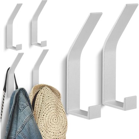 6 Pièces Porte Manteau Mural, Patere Murale Moderne, Crochet Mural Vis Invisibles, Crochet Porte Manteau pour Vestes, Manteaux, écharpes, Sacs à Main (Argent) (1/5)