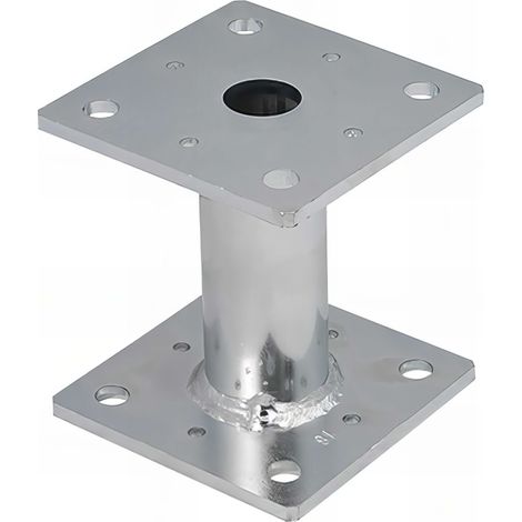 Pied de poteau à embase carré zingué à visser - 100 x 100 x 100 x 5,0 mm