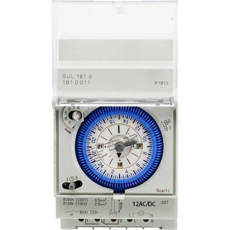 Minuterie analogique avec moteur synchrone et programme journalier, minuterie, 12VAC/DC MNS (1/4)