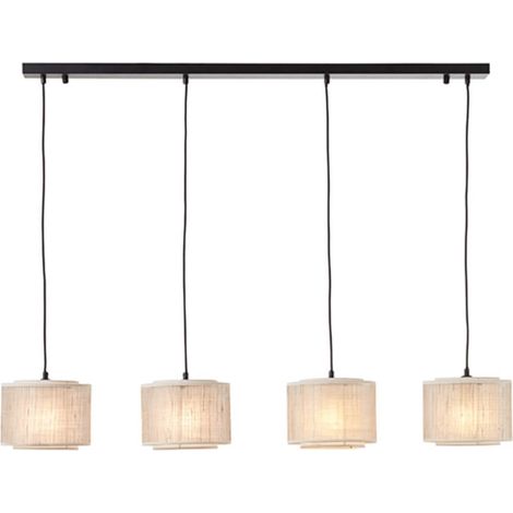 BRILLIANT Odar suspension 4-flammes noir/beige 4x A60, E27, 42W, adapté aux lampes normales (non incluses) (1/3)