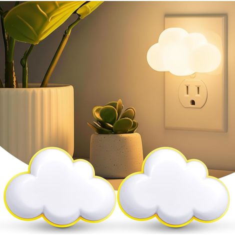 Lot de 2 veilleuses LED nuage avec capteur de luminosité, lumière douce (1/5)