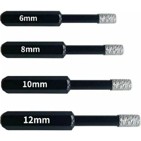 Forets Diamant Professionnels pour Carrelage, Céramique, Verre et Pierre - Coffret de 4 Mèches Diamantées (6mm, 8mm, 10mm, 12mm) - Scies-Cloches pour Grès Cérame et Tuiles - OUYLAF (1/4)
