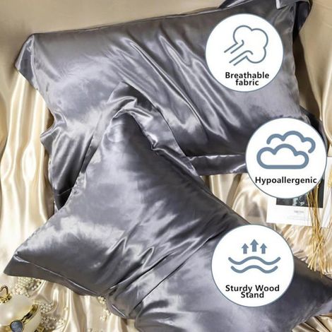 Taie Oreiller - Soie 22 Momme - 50 x 80 cm - Fermeture Enveloppe - Lot de 2 (1/5)