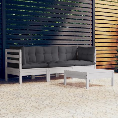 Salon de jardin 4 pcs Ensemble Table et Chaise de Jardin - avec coussins anthracite Bois de pin BV139408 - BonneVie (1/5)