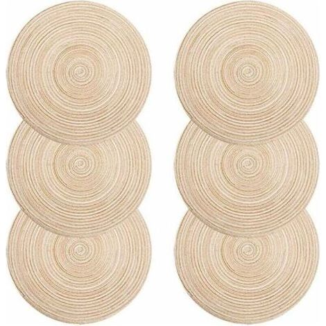 Lot de 6 sets de table ronds 35cm Polypropylène et coton tressé Résistants à la chaleur jusqu'à 70°C Antidérapants et lavables (1/5)