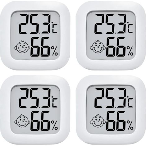 4 pièces Mini LCD Thermomètre Hygromètre Interieur Termometre Maison Convient pour Les Chambres D'enfants,Les Chambres de Personnes âgées etc (1/5)