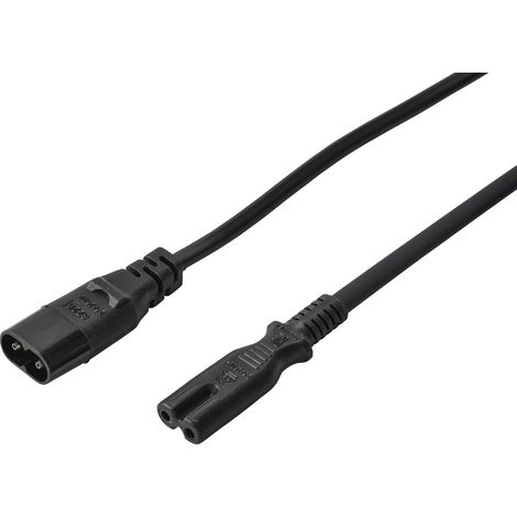 Renkforce Strom Verlängerungskabel [1x Kleingeräte-Stecker C8 - 1x Kleingeräte-Buchse C7] 1.00 m Sch (1/3)