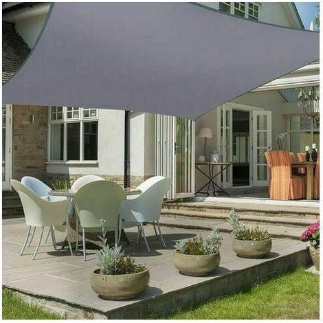 Voile Ombrage Rectangulaire 2x5m Gris Protection UV (1/3)