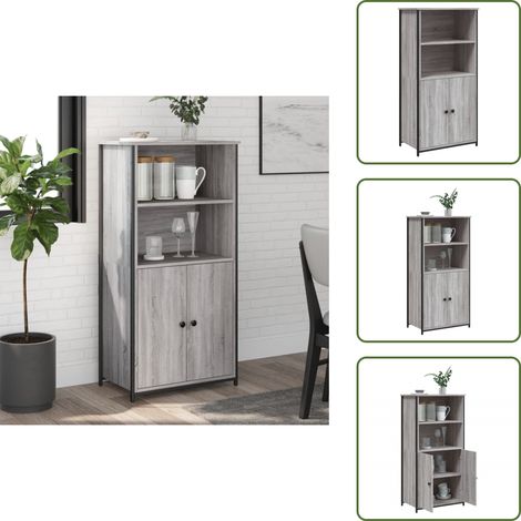 Buffet haut sonoma gris 62x36x121,5 cm bois d'ingénierie - Buffet Design Moderne - Meuble Rangement - Armoire Salon - Commode Gris - Mobilier Chambre (1/5)