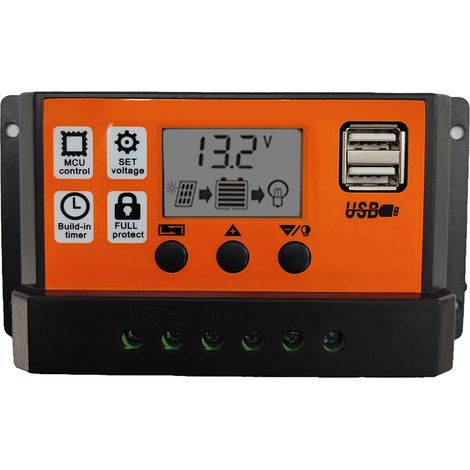 Régulateur de charge solaire 12V 24V 30A avec écran LED, contrôleur de décharge et de charge pour système photovoltaïque (1/5)