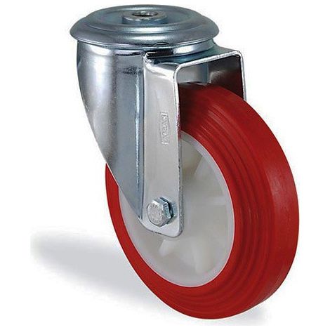 Roulette à oeil pivotante polyuréthane diamètre 80mm charge 125kg