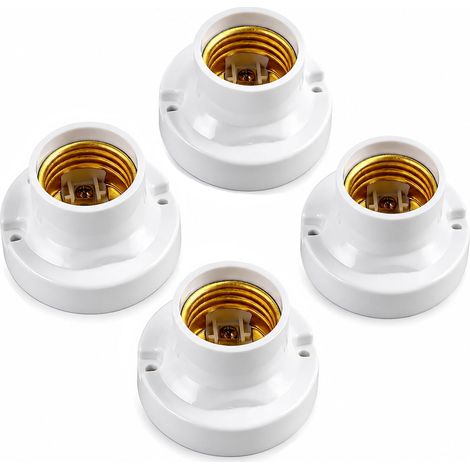 Lot de 4 Douilles de Lampe E27 Universelles à Visser, Douille Ampoule à Visser E27 de Plafond Blanc, pour Ampoules LED et Lampes à Vis, Adaptateurs de Culot Standard, pour Maison, Bureau et Studio (1/5)