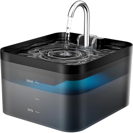 Cat Water Fountain, 2.2L, Super Quiet, Activated Carbon Filter, Easy to Put On, Cat Water Dispenser with LED, BPA-Free, Suitable for Multiple Pets (1/5)