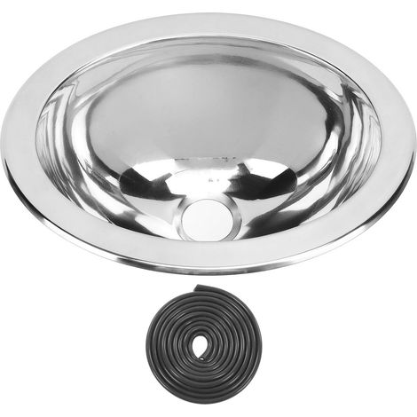 Cryfokt Bol Simple d'un Bol, évier Ovale en Acier Inoxydable Facile à Nettoyer 290x220x120 Mm pour la Salle de Bain Caravane RV Salle de Bain. (1/5)