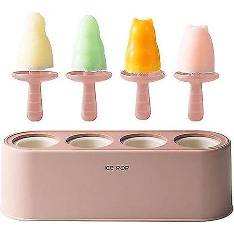 (rose) Moules Crme Glace En Silicone En Forme De Dessin Anim - Sans Bpa - Rutilisables - Pour Faire Des Sucettes Glaces Et De La Crme Glace (1/5)